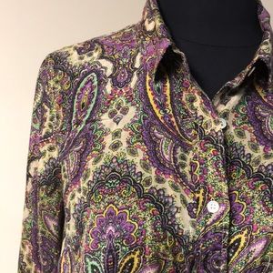 JCrew Paisley silk and cotton blouse Sz6
